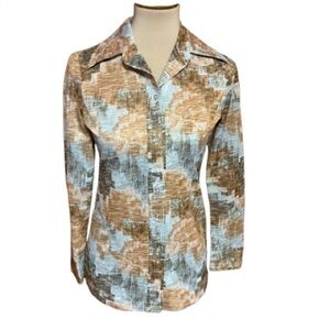 Vtg 70s big collar polyester disco shirt